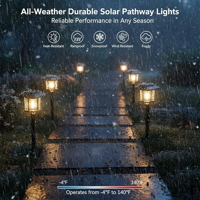 XMCOSY+ Solar Outdoor Lights Waterproof IP65, Solar-Powered Garden/Yard/Pathway - Image 6