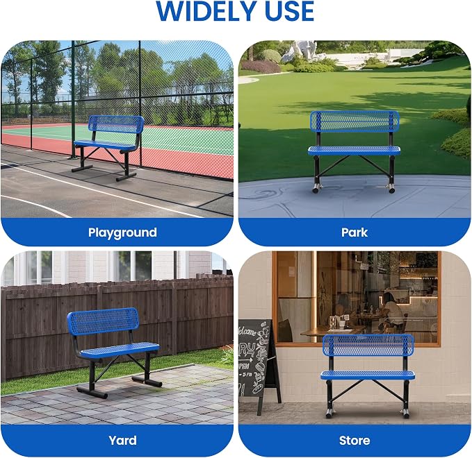 4 Feet Steel Park Bench for Outside, Outdoor Bench - Image 8
