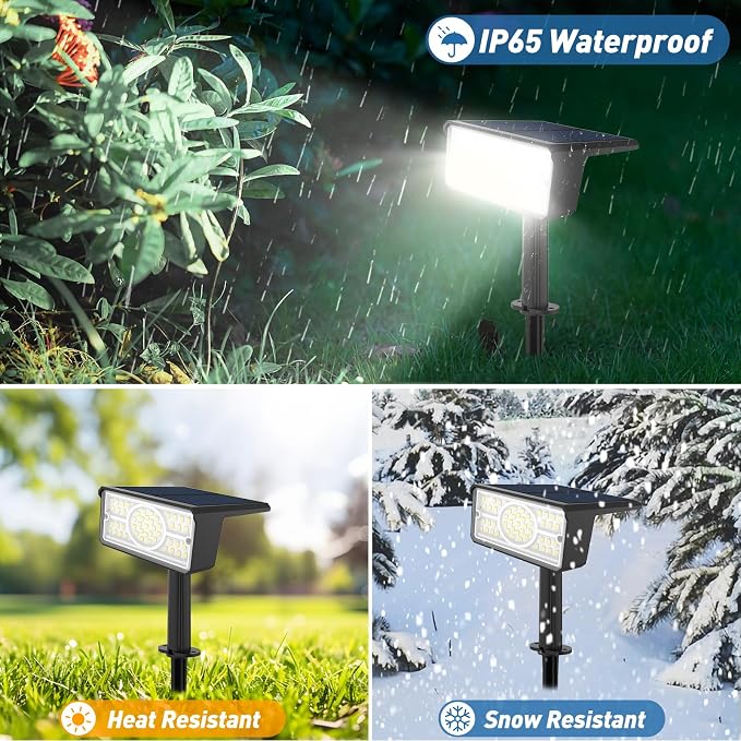 T-SUN Solar Spot Lights Outdoor, 8 Pack 49LED Landscape Spotlights, 2 Lighting - Image 4