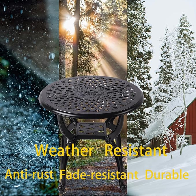 Cast Aluminum Outdoor Side Table, Small Patio Table, Outdoor Coffee Tables - Image 4