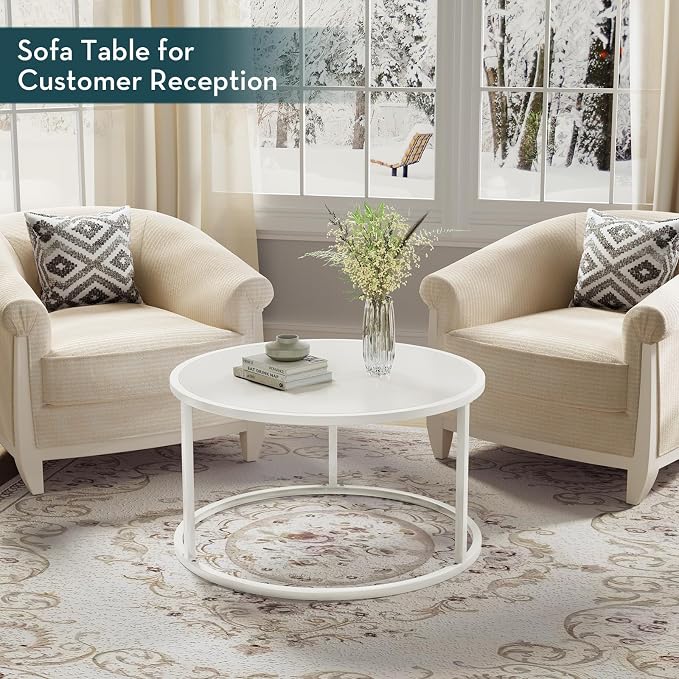 SAYGOER Small Round Coffee Table, Modern Center Table - Image 6