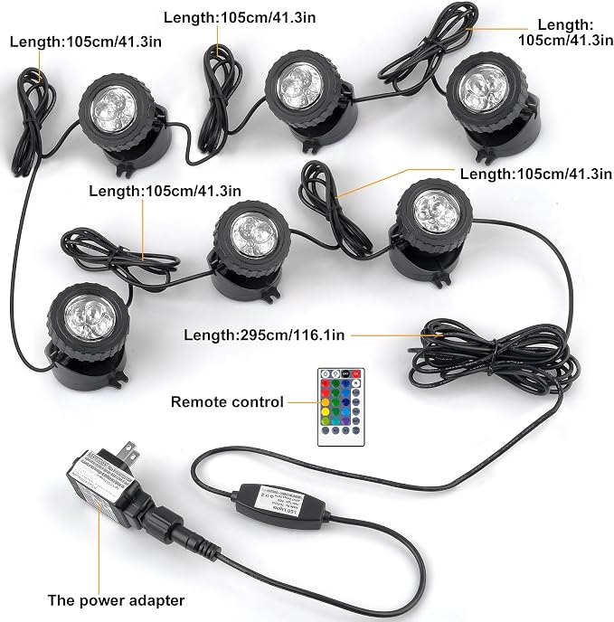 RGB Pond Lights with Timer, LED Underwater Submersible Colorful Landscape - Image 6