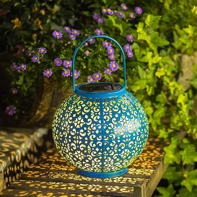 Homeimpro Solar Big Lanterns Outdoor Waterproof Garden Gifts Mom, Metal Table - Image 5