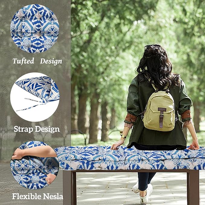 Outside Benches Cushion with Backrest, Thicken Waterproof Swing Cushions 2/3 - Image 4