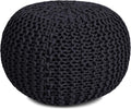 BIRDROCK HOME Round Pouf Ottoman | Cotton Braided Foot Stool by BIRDROCKHOME