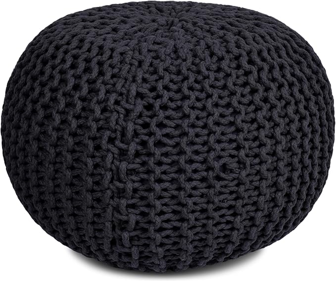 BIRDROCK HOME Round Pouf Ottoman | Cotton Braided Foot Stool by BIRDROCKHOME