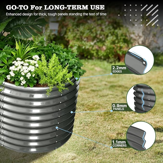 A ANLEOLIFE Set of 6, 30 Inch Extra Tall Galvanized Raised Garden Beds Kit - Image 4