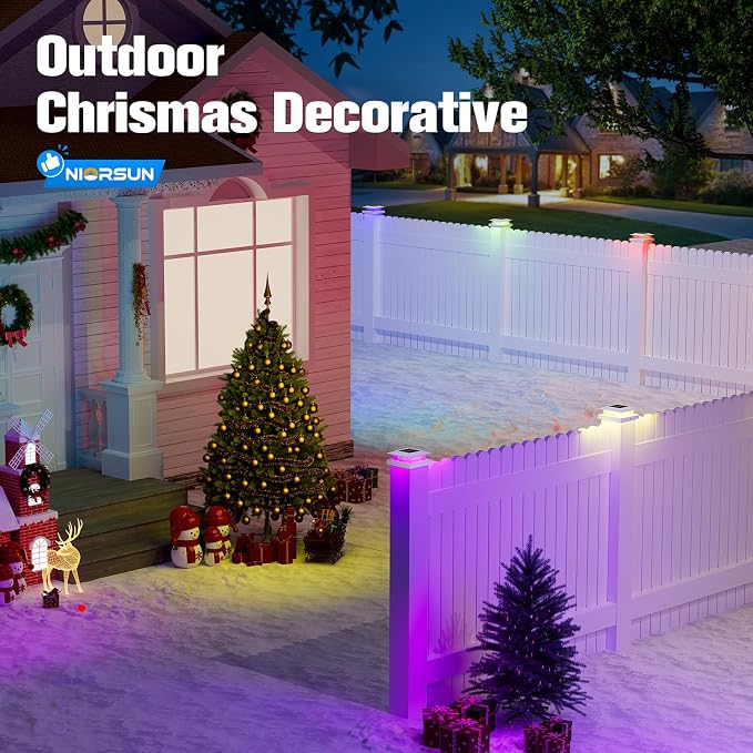 NIORSUN Solar Post Cap Lights Outdoor Waterproof, 4x4 Post Solar Lights RGB - Image 7