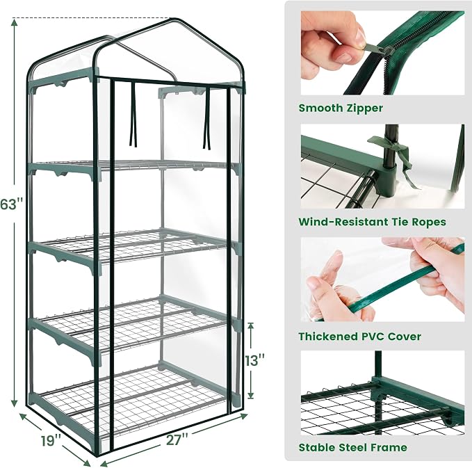 Worth Garden 4 Tier Mini Greenhouse - Image 6