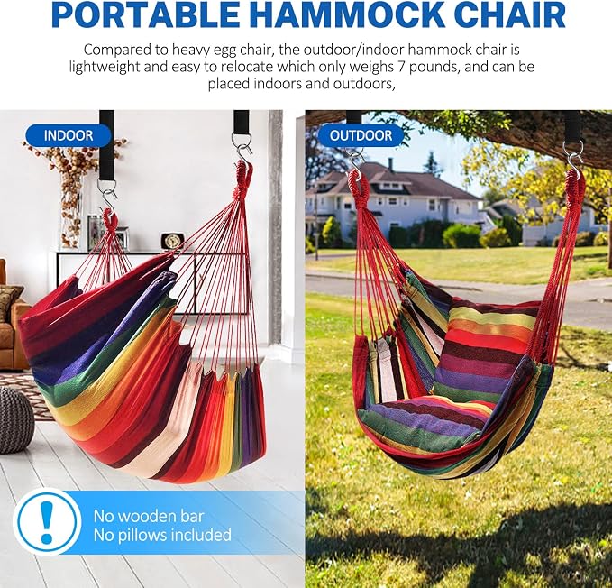 KPX Ourdoor Hanging Hammock Chair – Comfortable Tree Swing Chair Large Size - Image 3