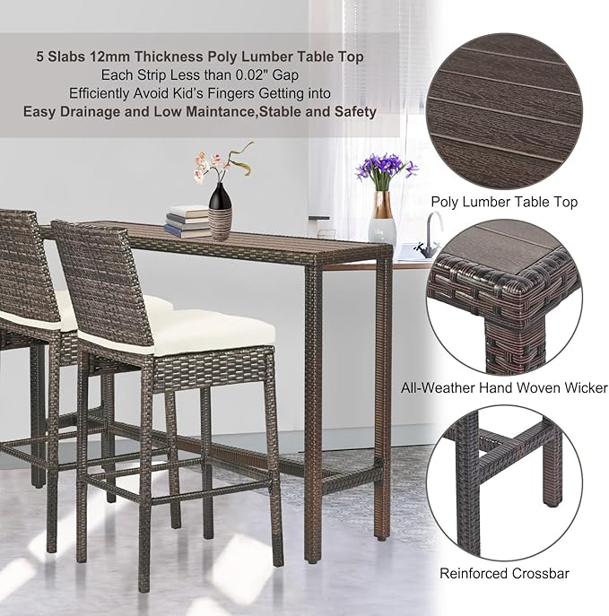 Outdoor Bar Table Patio Bar Height 55" Long Outdoor Console Table Hot Tub Tall - Image 6