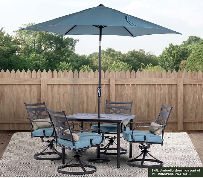 Hanover Montclair 9' Market Outdoor Umbrella in Ocean Blue, All-Weather UV and - Image 2