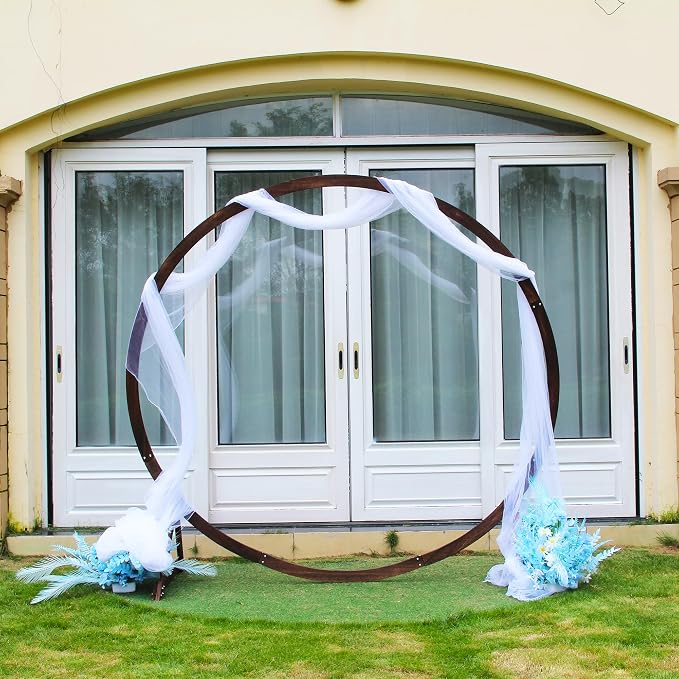 7.5FT Circle Wood Arch for Wedding Ceremony Arbor Backdrop Stand for Garden - Image 7