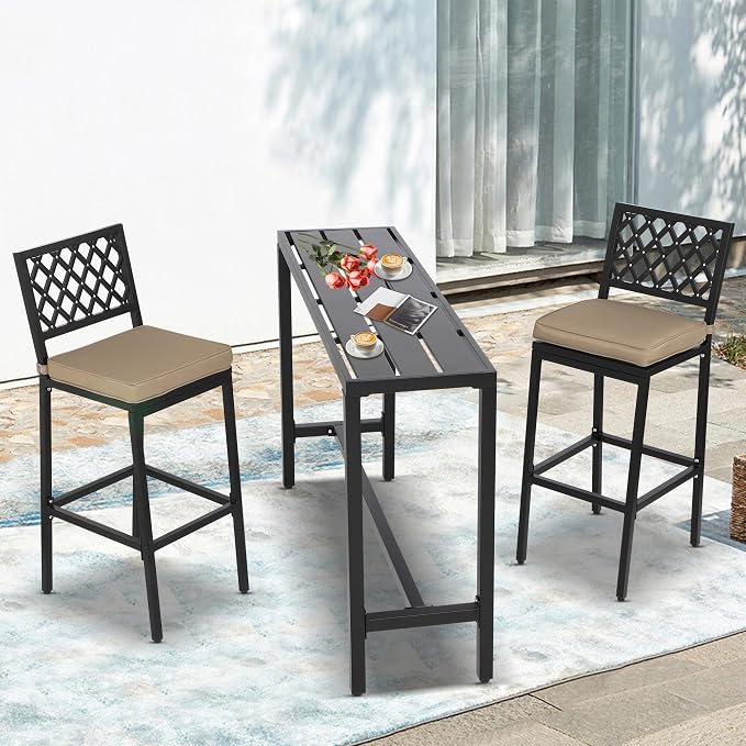 Outdoor Patio Bar Set, Bar Height Patio Dining Set, Weather-Resistant Bistro - Image 6