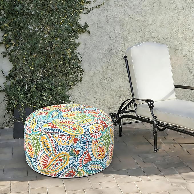 LVTXIII Indoor/Outdoor Extra Large Inflatable Ottoman Pouf D31 x H14 Inch - Image 2