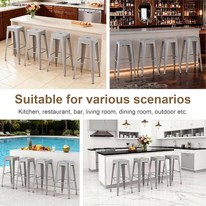 Stackable Metal Bar Stool Backless Indoor-Outdoor Counter Stools Fullmetal - Image 6