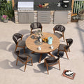 PURPLE LEAF 7 Pieces Round Outdoor Dining Set Patio Furniture Set Aluminum by PURPLELEAF
