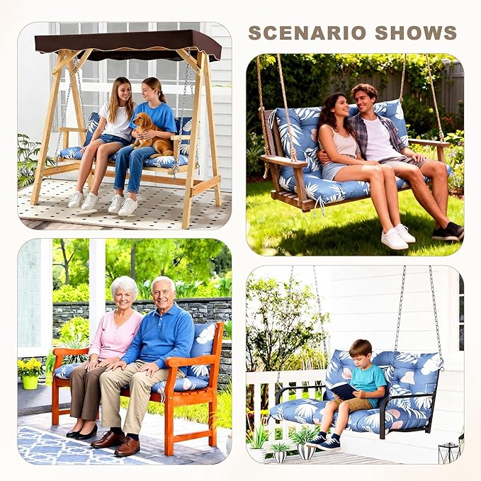 Porch Swing Cushion with Backrest, Waterproof Bench Cushion - Image 7