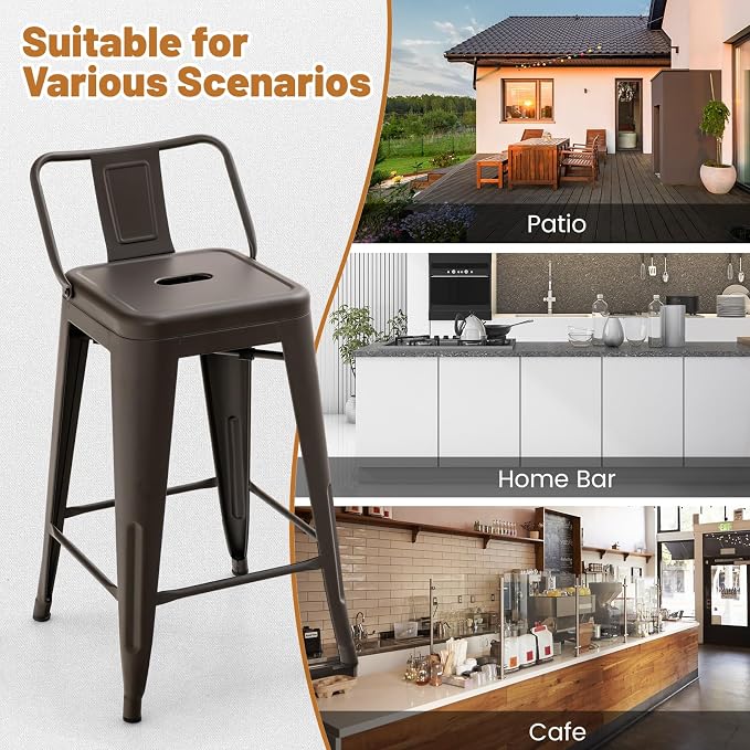 COSTWAY Metal Bar Stools Set of 4, - Image 10