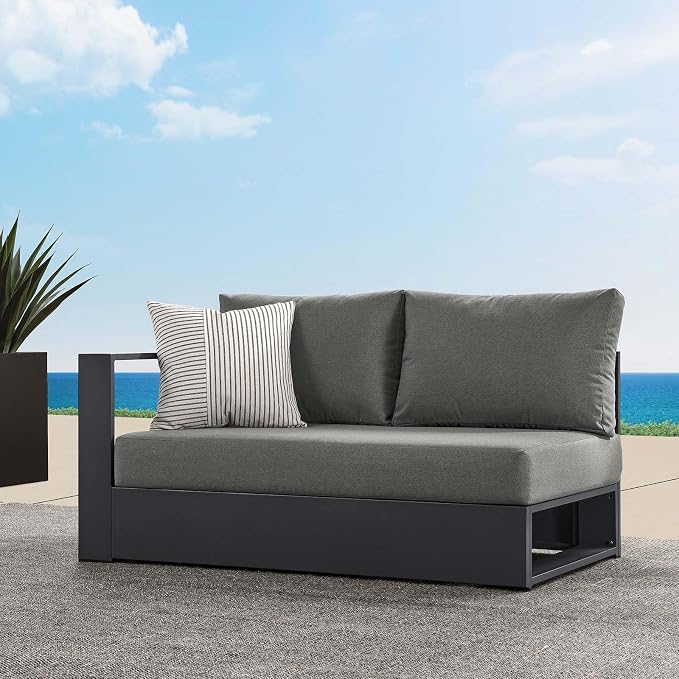 Modway Tahoe Aluminum Modular Left-Facing Outdoor Patio Loveseat in Gray by Modway