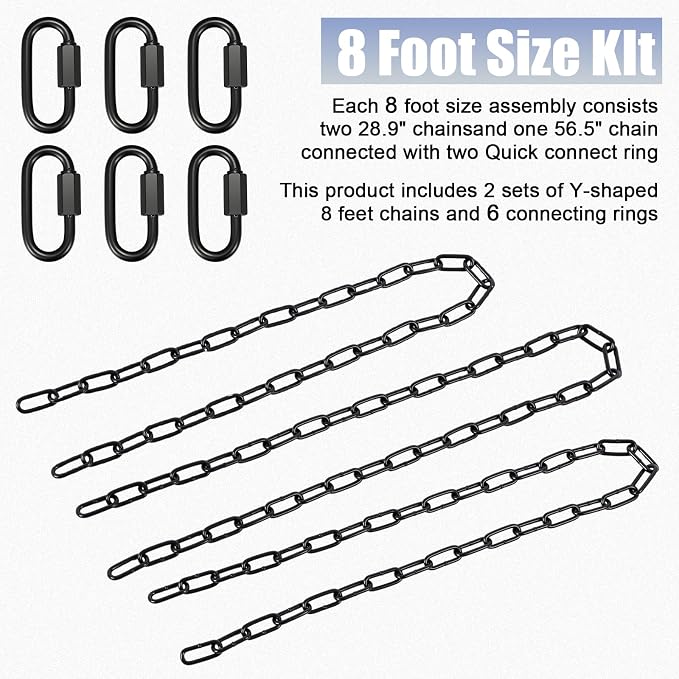 Heavy Duty Porch Swing Hanging Chain Kit 1500 Lbs Capacity, 6 Quick Links & 2 - Image 3