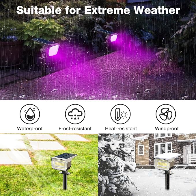 nipify 4 Pack Solar Spot Lights Outdoor, Solar Powered Waterproof Spotlight - Image 5