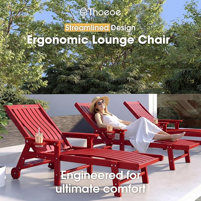 Patio Chaise Lounge Chair Set of 2, Oversized Lounge Chair Outdoor - Image 3