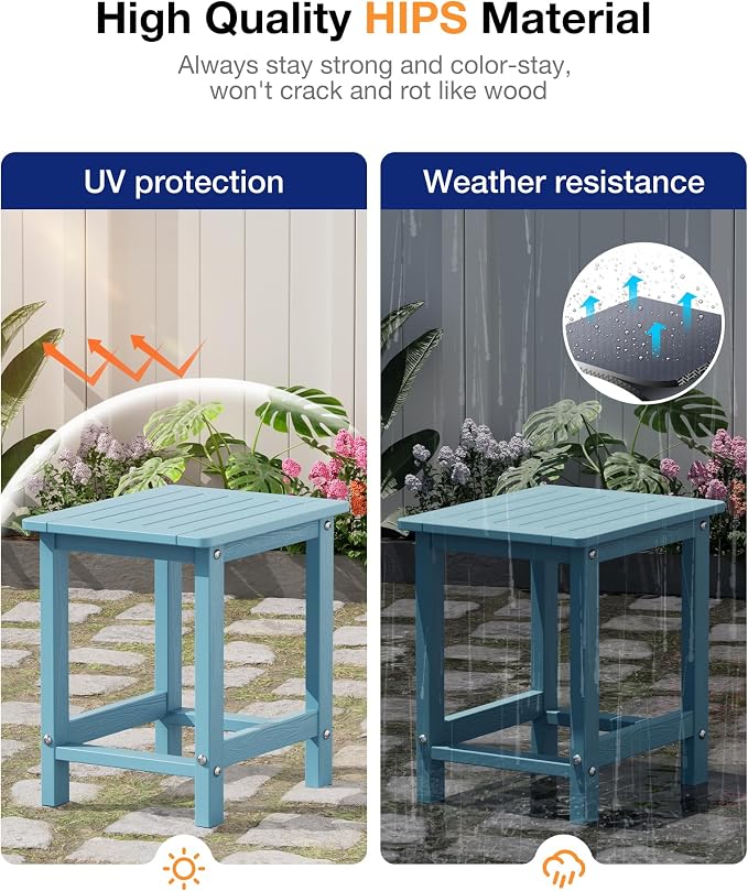 YEFU Outdoor Side Table for Patio: 16" HIPS Weather - Image 5