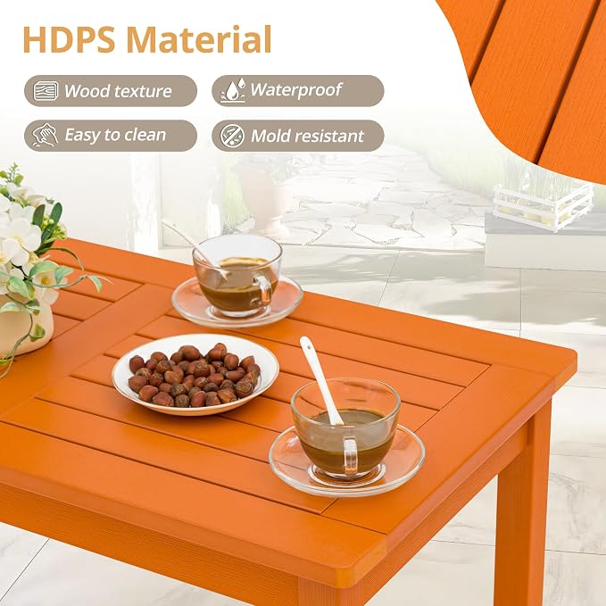 LUE BONA Outdoor Coffee Table Rectangle, HDPS Patio Coffee Tables - Image 5