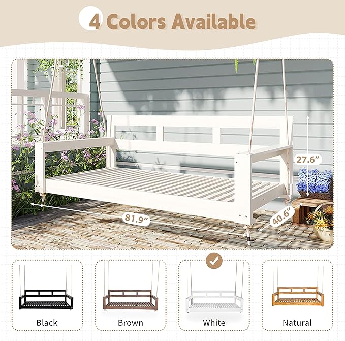 Twin Size Porch Swing Daybed Frame, Outdoor Porch Swing Chair, Framhouse - Image 5