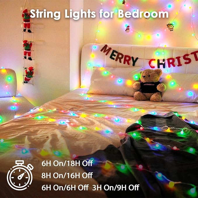 LORRYTE Connectable 100LED Globe String Lights Indoor Outdoor - 43FT Multicolor - Image 7