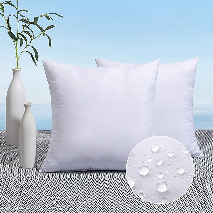 MIULEE Pack of 2 18x18 Outdoor Pillow Inserts, Outdoor Throw Pillows by MIULEE