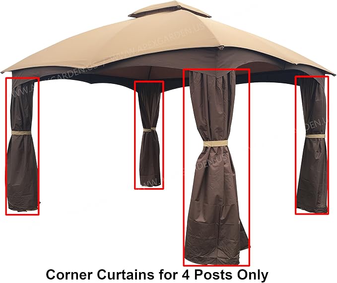 APEX GARDEN 4 Poles Brown Corner Curtain Set - Image 2