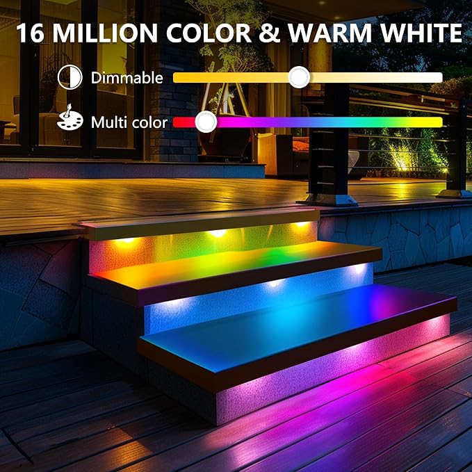 8 Pack 7 inch RGB LED Hardscape Lighting Step Lights Retaining Wall Lights - Image 2