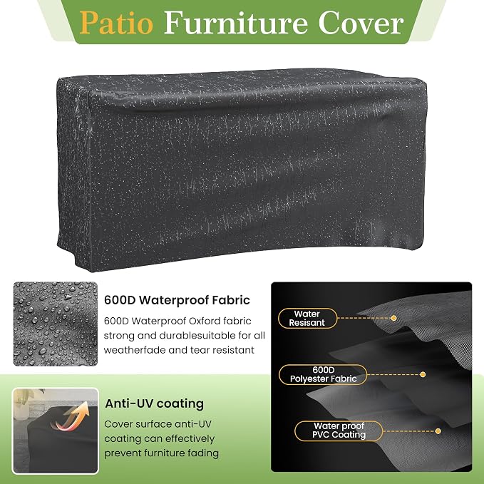 Amopatio Patio Loveseat, Outdoor Furniture 2-Seat Wicker Porch Furniture - Image 7