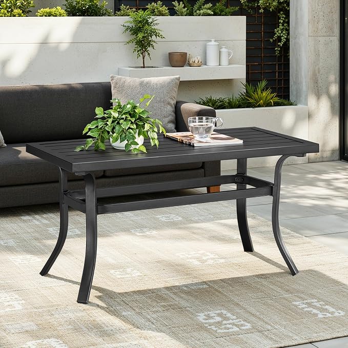 ONBRILL Small Metal Outdoor Coffee Side Table, Steel Coffee Tables - Image 4