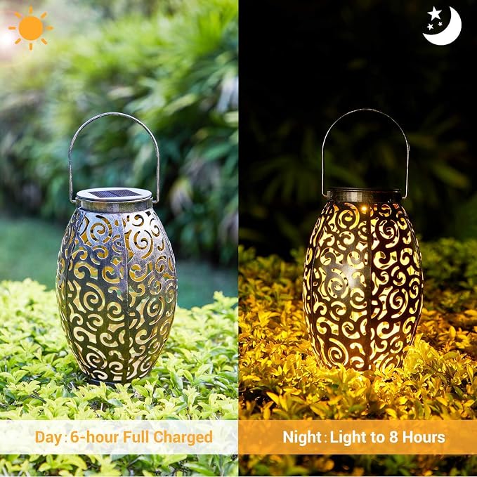 Solar Lanterns Outdoor Waterproof, 2 Pack Solar Garden Lanterns, LED Hanging - Image 2