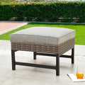 Outdoor Cushioned Ottoman Wicker Patio Furniture Ottoman by TOPHOMESPACE