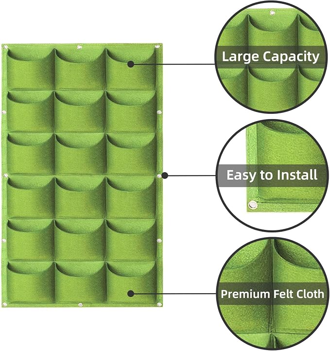 LITLANDSTAR Hanging Planter, 18 Pocket Vertical Wall Mounted Grow Bag, Modern - Image 4