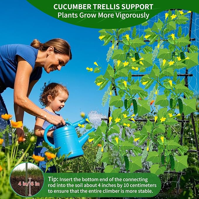 Lalahoni Cucumber Trellis, 6ft Tall Metal Garden Trellis - Image 6
