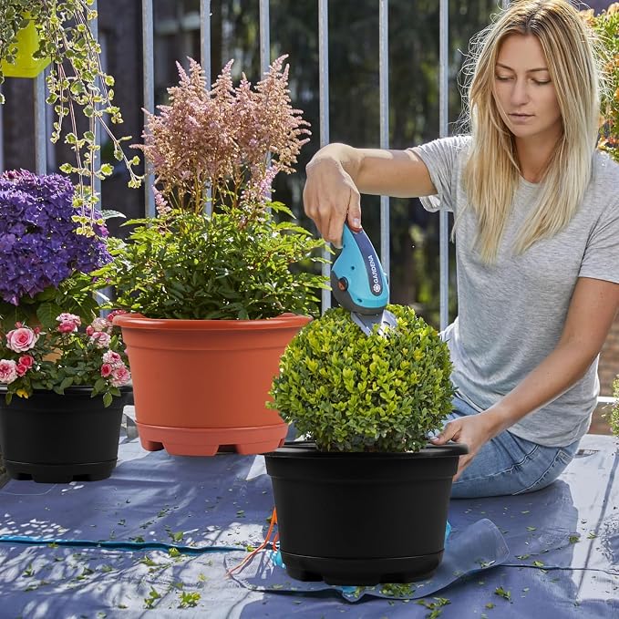 5 Pack 10.5 inch Plant Pots, Planter-Pots-for-Plants，Plastic Flower Pot - Image 4