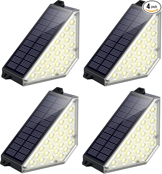 TECKNET Solar Step Lights for Outside, 2 Modes Brightness Adjustable, 24 LEDs by Tecknet