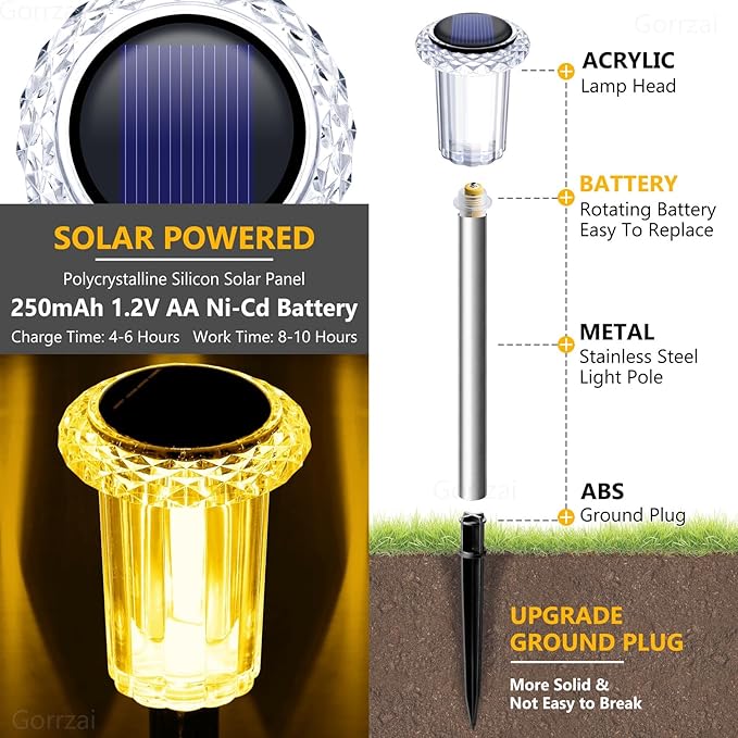 Solar Lights Outdoor 10 Pack Solar Pathway Lights Outdoor LED Waterproof - Image 2