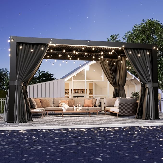 Aoxun Louvered Pergola 10' x 12' Outdoor Aluminum Pergola by Aoxun