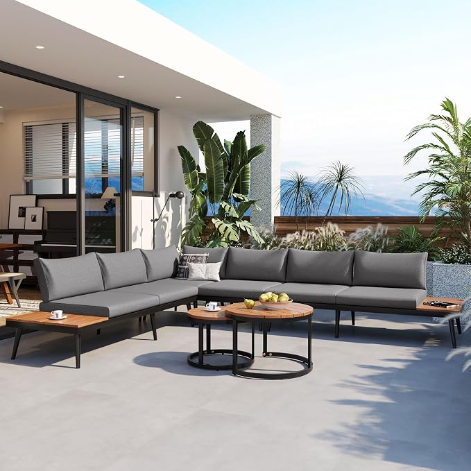LUMISOL 6 Piece Patio Furniture Set, Outdoor Sectional Sofa Set - Image 3