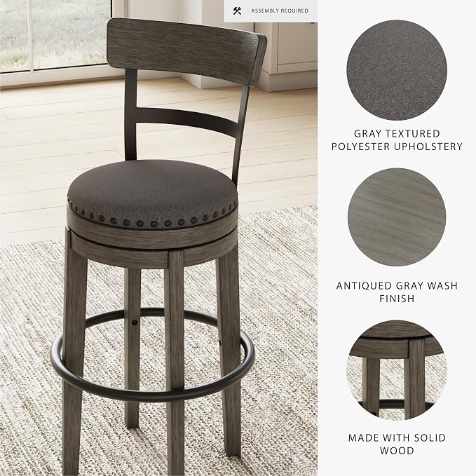 Signature Design by Ashley Caitbrook Casual Farmhouse Tall Upholstered Swivel - Image 4