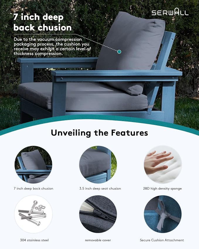 SERWALL Outdoor Sectional Sofa Set, 5-piece Outdoor Modula Couch Set - Image 6