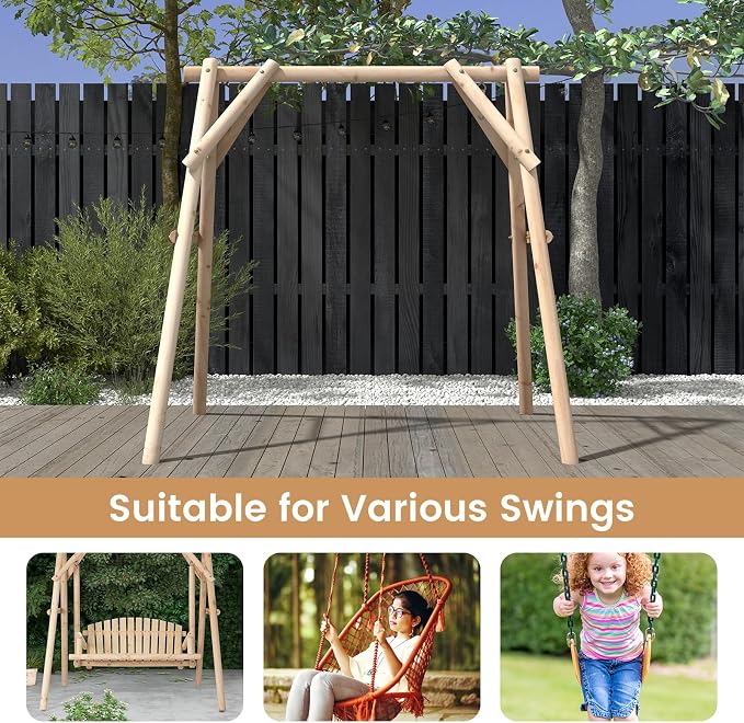 Tangkula 770lbs Porch Swing Frame, Heavy Duty A-Frame Wooden Swing Stand - Image 9