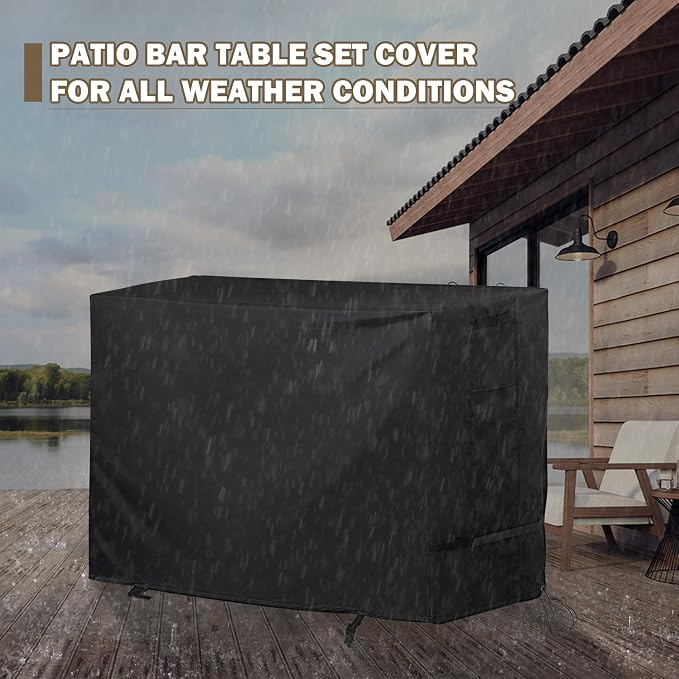 Patio Bar Table Set Cover for 55in Pub Height Bar Table & 2 Bar Stools - Image 6