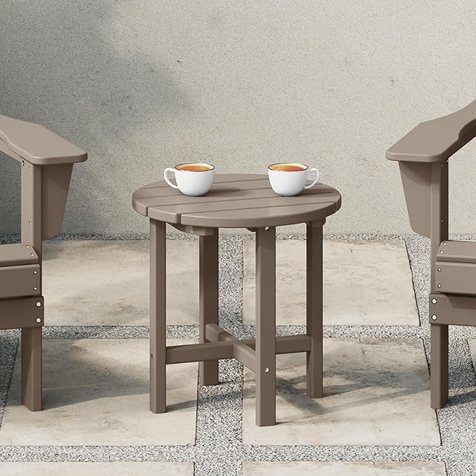 WestinTrends Dylan Adirondack Round Outdoor Side Table, Weathered Wood - Image 2